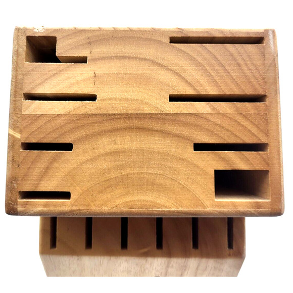 JA HENCKELS Wood Knife Block 14 Slot Kitchen Block Only 8.5x9.5x5.5" - Picture 10 of 11